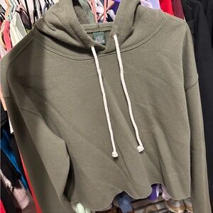 Olive Green cropped hoodie!